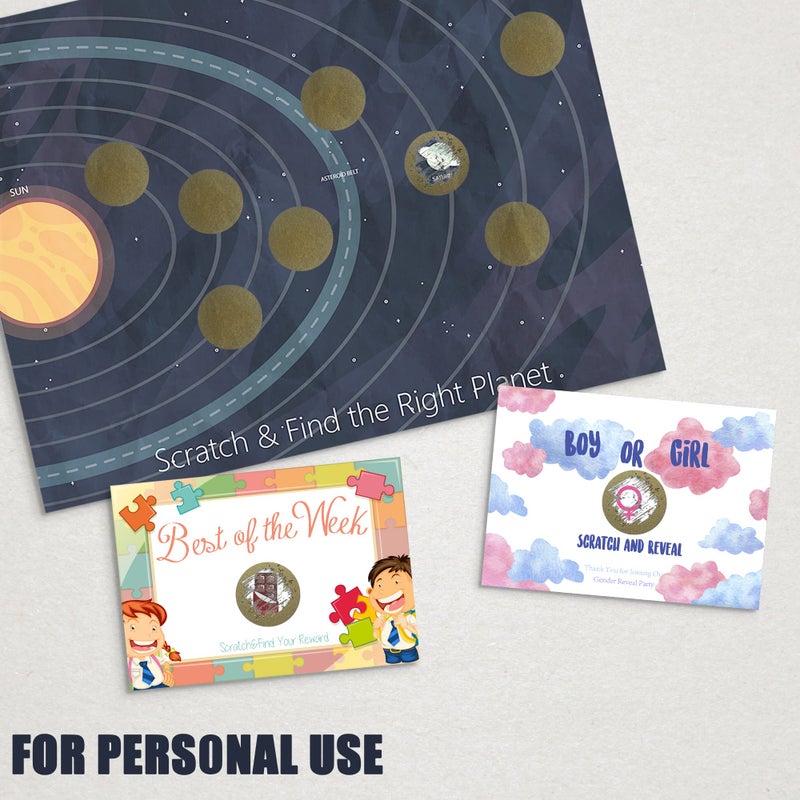 MR-LABEL Mr- Label - 1000 Pieces 1 inch Round Scratch Off Stickers - DIY Stickers for Gender Reveal | Reward Programs | Scratch Tickets (Gold) - Image 5